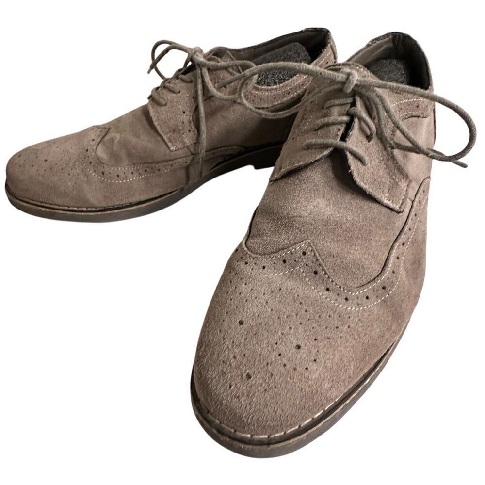 Alpine Swiss Mens Dress Shoes Genuine Suede Wingtip Brogue Oxfords Gray Sz 11 EC